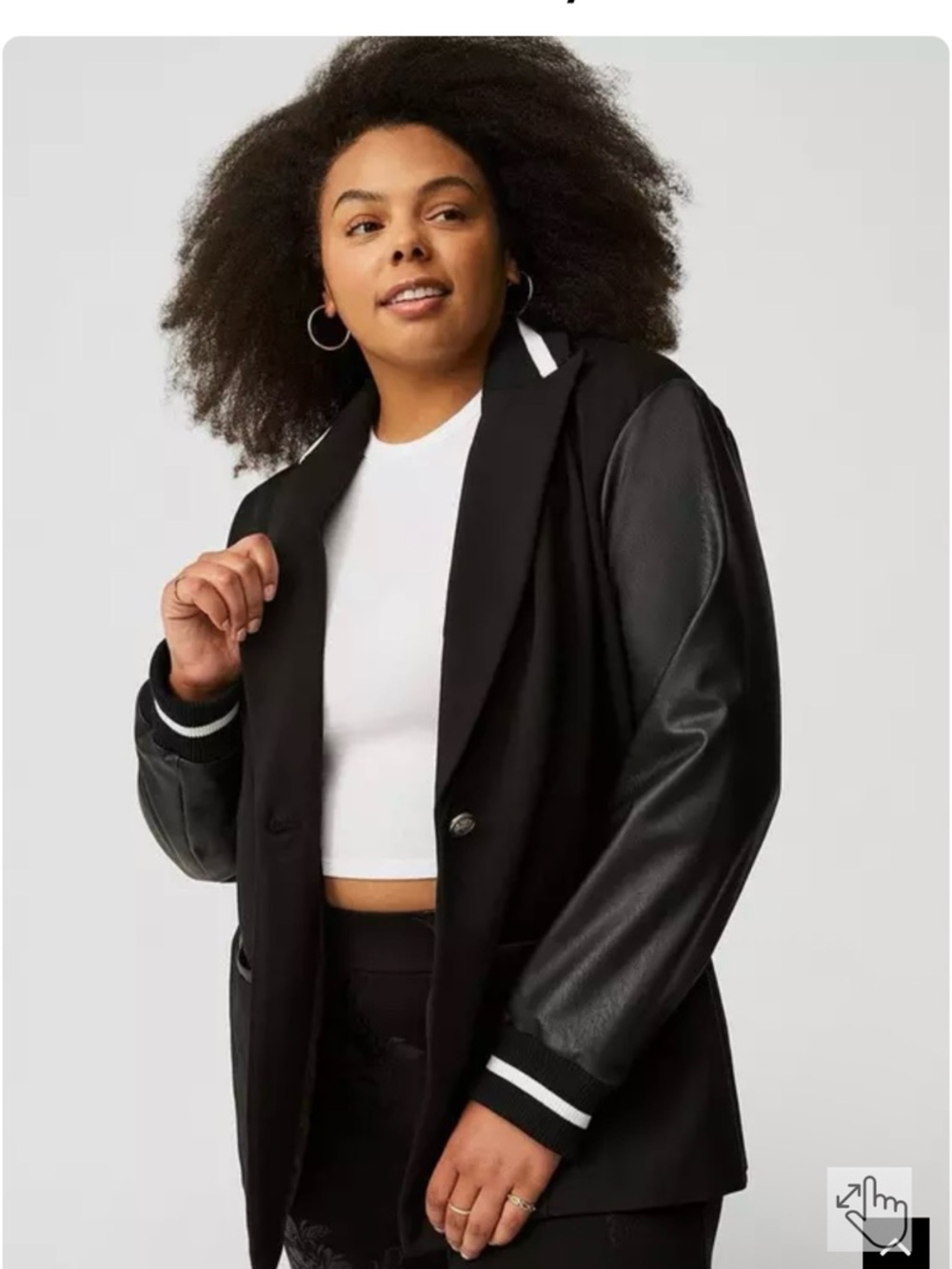 torrid Black Varsity Blazer with Faux Leather Sleeves